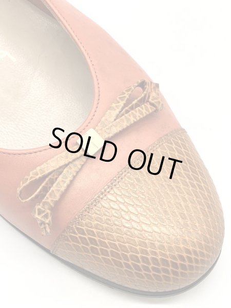 画像8: OLD FERRAGAMO(オールドフェラガモ)メタリックオレンジリボン付きフラットシューズ 8C (8)