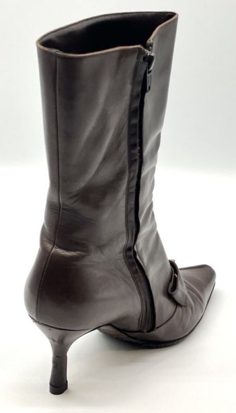 画像6: OLD FERRAGAMO(オールドフェラガモ)  ブラウンレザーガンチーニピン付きハーフブーツ 6C (6)