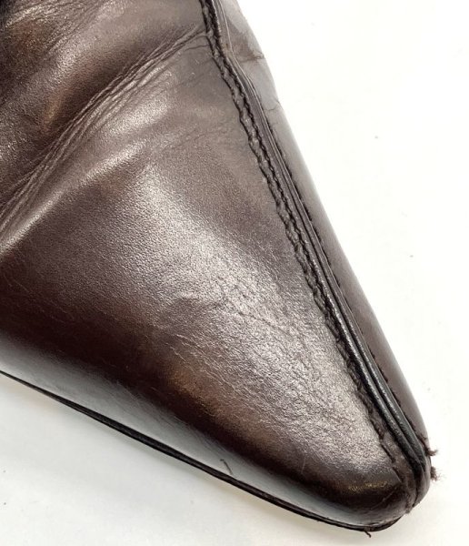 画像8: OLD FERRAGAMO(オールドフェラガモ)  ブラウンレザーガンチーニピン付きハーフブーツ 6C (8)