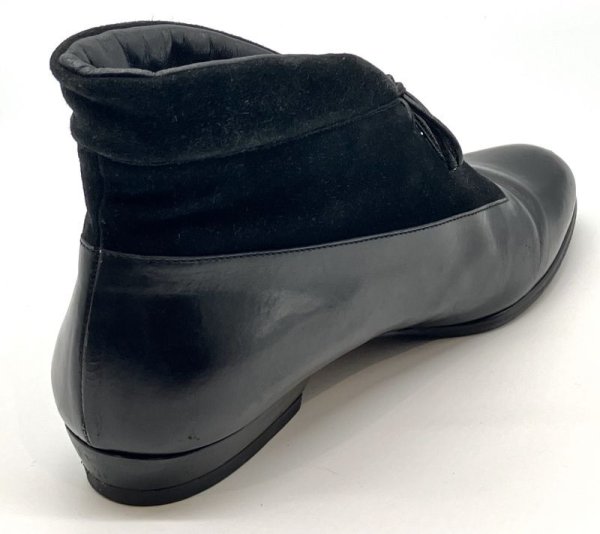 画像6: OLD FERRAGAMO(オールドフェラガモ) ブラックスエード×レザーレースアップショートブーツ 5D (6)