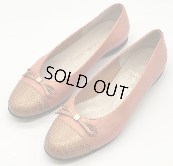 画像11: OLD FERRAGAMO(オールドフェラガモ)メタリックオレンジリボン付きフラットシューズ 8C (11)