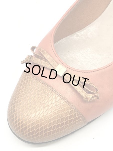 画像7: OLD FERRAGAMO(オールドフェラガモ)メタリックオレンジリボン付きフラットシューズ 8C (7)