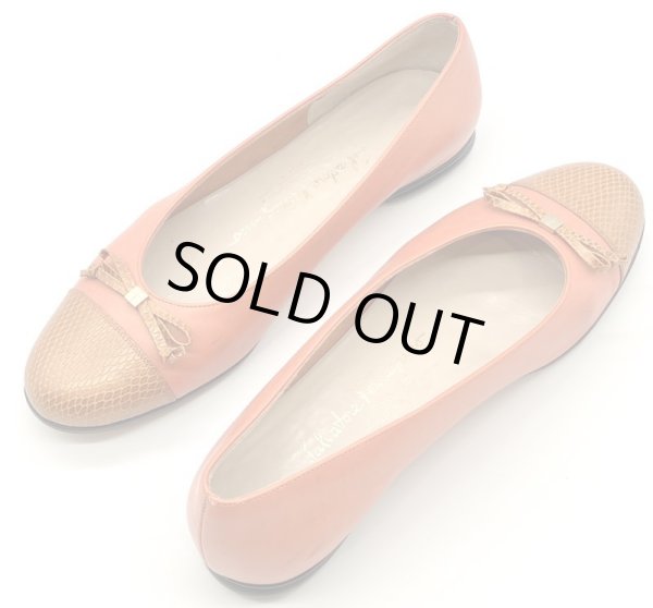 画像18: OLD FERRAGAMO(オールドフェラガモ)メタリックオレンジリボン付きフラットシューズ 8C (18)