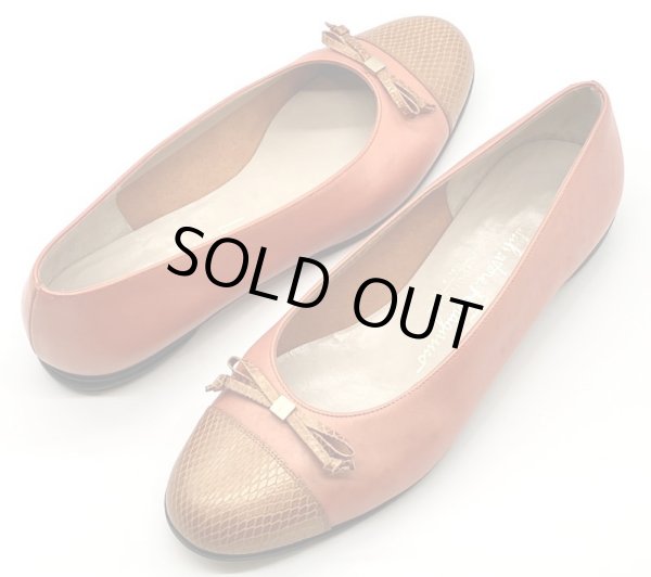 画像17: OLD FERRAGAMO(オールドフェラガモ)メタリックオレンジリボン付きフラットシューズ 8C (17)