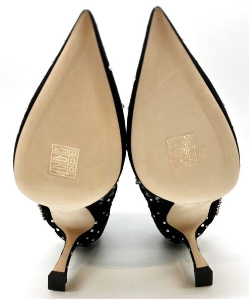 画像26: JIMMY CHOO(ジミーチュウ)ブラックスエードスワロフスキーストラップベルト付きショートブーツ 36 (26)