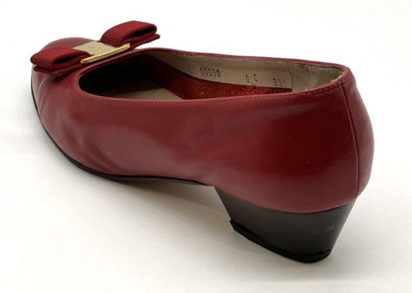 画像5: OLD FERRAGAMO(オールドフェラガモ) レッドレザーヴァラリボンパンプス 8C (5)