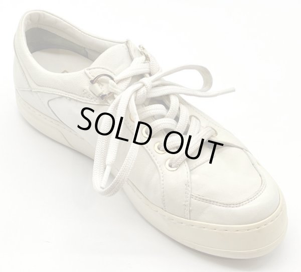 画像2: OLD FERRAGAMO(オールドフェラガモ) アイボリーホワイトレザーレースアップスニーカー 7D (2)