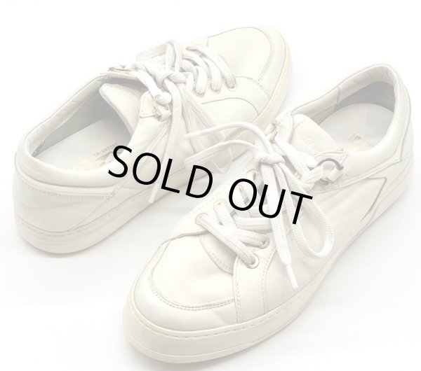 画像17: OLD FERRAGAMO(オールドフェラガモ) アイボリーホワイトレザーレースアップスニーカー 7D (17)