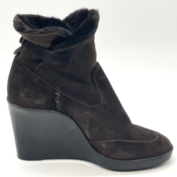 画像4: OLD FERRAGAMO(オールドフェラガモ) ダークブラウンムートン2wayショートブーツ 6 1/2C (4)