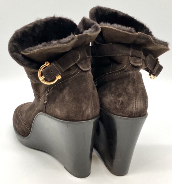 画像11: OLD FERRAGAMO(オールドフェラガモ) ダークブラウンムートン2wayショートブーツ 6 1/2C (11)