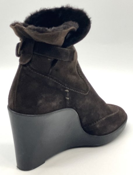 画像6: OLD FERRAGAMO(オールドフェラガモ) ダークブラウンムートン2wayショートブーツ 6 1/2C (6)