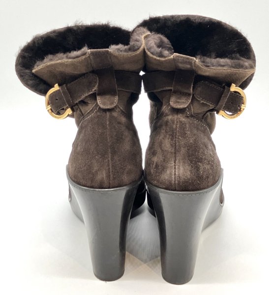 画像10: OLD FERRAGAMO(オールドフェラガモ) ダークブラウンムートン2wayショートブーツ 6 1/2C (10)