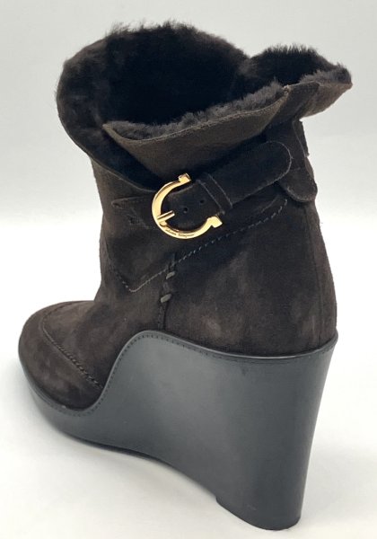 画像5: OLD FERRAGAMO(オールドフェラガモ) ダークブラウンムートン2wayショートブーツ 6 1/2C (5)