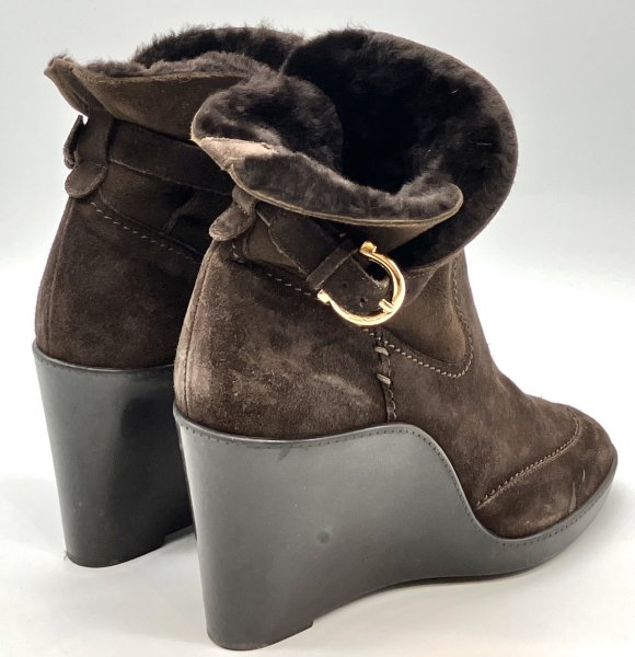 画像12: OLD FERRAGAMO(オールドフェラガモ) ダークブラウンムートン2wayショートブーツ 6 1/2C (12)