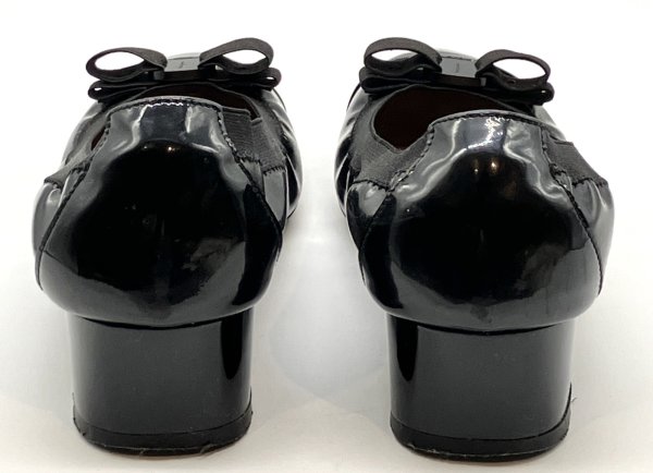 画像10: OLD FERRAGAMO(オールドフェラガモ) ブラックパテントリボン付きバレエシューズパンプス 6 1/2 (10)