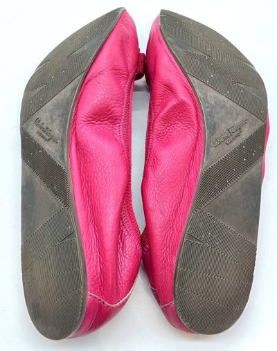 画像1: OLD FERRAGAMO(オールドフェラガモ/ヴィンテージ)マゼンタピンクレザーリボンバレエフラットシューズ MYJOY 6 1/2M