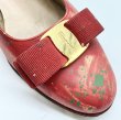 画像8: OLD FERRAGAMO(オールドフェラガモ) レッドレザーヴァラリボンパンプス(リカラー&ペイント) 7C (8)