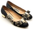 画像10: OLD FERRAGAMO(オールドフェラガモ) ブラック×ゴールドレースヴァラリボンパンプス 4D (10)