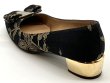 画像5: OLD FERRAGAMO(オールドフェラガモ) ブラック×ゴールドレースヴァラリボンパンプス 4D (5)