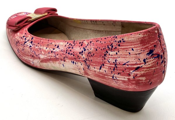 画像5: OLD FERRAGAMO(オールドフェラガモ) ビビッドピンクヴァラリボンパンプス(リカラー&ペイント) 6C (5)