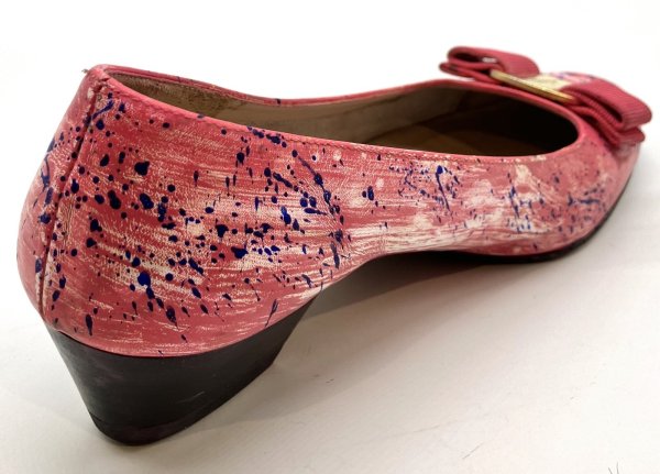 画像6: OLD FERRAGAMO(オールドフェラガモ) ビビッドピンクヴァラリボンパンプス(リカラー&ペイント) 6C (6)