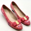 画像12: OLD FERRAGAMO(オールドフェラガモ) ビビッドピンクヴァラリボンパンプス(リカラー&ペイント) 6C (12)