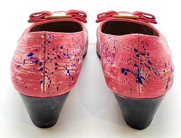 画像10: OLD FERRAGAMO(オールドフェラガモ) ビビッドピンクヴァラリボンパンプス(リカラー&ペイント) 6C (10)