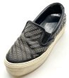 画像1: OLD FERRAGAMO(オールドフェラガモ)ブラックレザー×シルバースタッズスリッポンスニーカー 4 1/2M (1)