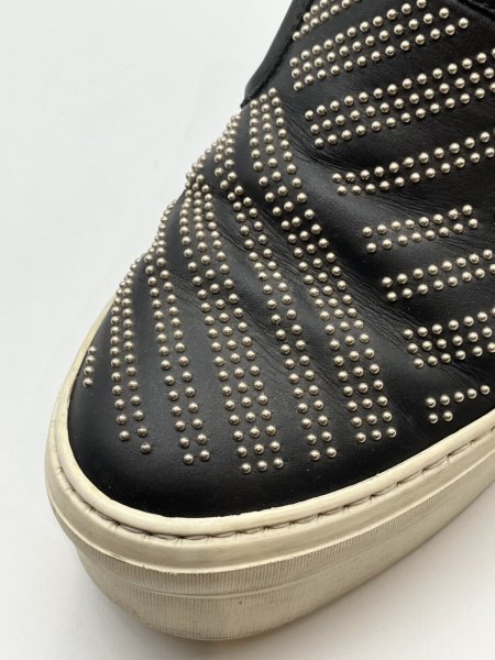 画像5: OLD FERRAGAMO(オールドフェラガモ)ブラックレザー×シルバースタッズスリッポンスニーカー 4 1/2M (5)