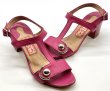 画像16: OLD FERRAGAMO(オールドフェラガモ)マゼンタピンクレザー×シルバーガンチーニ金具付きサンダル 6C (16)
