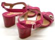 画像14: OLD FERRAGAMO(オールドフェラガモ)マゼンタピンクレザー×シルバーガンチーニ金具付きサンダル 6C (14)