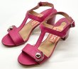 画像11: OLD FERRAGAMO(オールドフェラガモ)マゼンタピンクレザー×シルバーガンチーニ金具付きサンダル 6C (11)