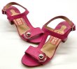 画像15: OLD FERRAGAMO(オールドフェラガモ)マゼンタピンクレザー×シルバーガンチーニ金具付きサンダル 6C (15)