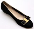 画像2: OLD FERRAGAMO(オールドフェラガモ) ブラックスエード×ゴールドパイピングヴァラリボンパンプス 8 1/2B (2)