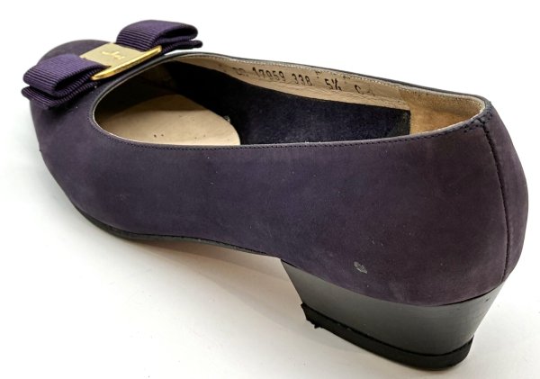 画像5: OLD FERRAGAMO(オールドフェラガモ) ブルーパープルスエードヴァラリボンパンプス 5 1/2C (5)