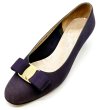 画像1: OLD FERRAGAMO(オールドフェラガモ) ブルーパープルスエードヴァラリボンパンプス 5 1/2C (1)