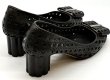 画像14: OLD FERRAGAMO(オールドフェラガモ) ブラックメッシュ×レーザーカッティングリボンフラワーヒールパンプス 5 1/2D (14)