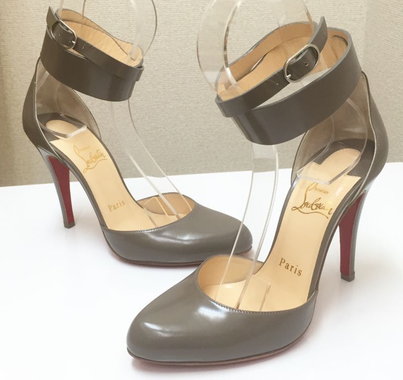 CHRISTIAN LOUBOUTIN(クリスチャンルブタン)グレーWアンクルストラップパンプス36 1/2