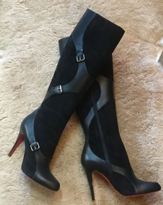 Louboutin ルブタン boots 37.5 24cm black 204ヒール高さ517cm