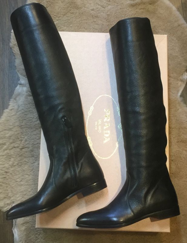 PRADA プラダ　ブーツ　24cm 37 ロング　靴ブルー系