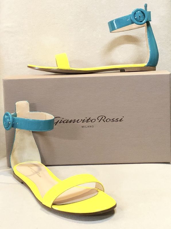 GIANVITO ROSSI(ジャンヴィトロッシ)イエロー×グリーンパテントバイ 