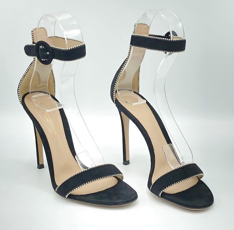 GIANVITO ROSSI(ジャンヴィトロッシ)ブラックスエード×シルバーボール ...