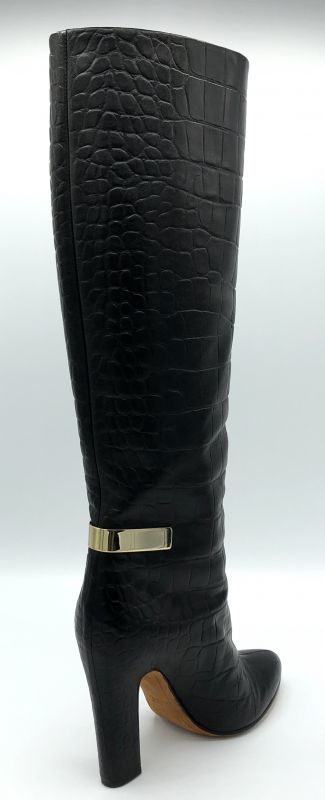 GIVENCHY(ジバンシィ)ブラッククロコ風型押しカーフレザーロングブーツ